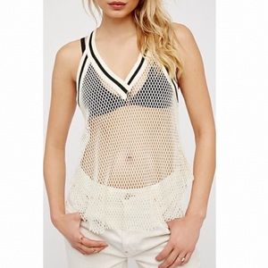 Free People Cream Net Racerback Tank Top